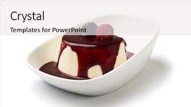  Presentation with fruit - Amazing PPT theme having italian dessert - bowl of panna cotta backdrop and a  colored foreground