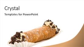 Presentation with chocolate dessert - Cool new slide set with italian dessert - single cannoli with chocolate chips backdrop and a  colored foreground