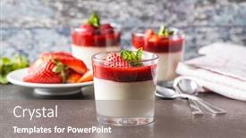  Presentation with dessert - Cool new slides with italian-dessert-panna-cotta backdrop and a gray colored foreground