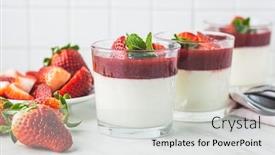  Presentation with dessert - Theme having italian-dessert-panna-cotta background and a light gray colored foreground