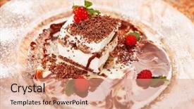  Presentation with dessert - PPT theme with italian dessert with berries background and a coral colored foreground