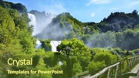  Presentation with falls - Presentation theme enhanced with italian destination marmore's falls tallest man-made waterfall in europe background and a tawny brown colored foreground