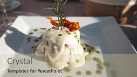  Presentation with mozzarella cheese - PPT theme consisting of italian-dish-deep-fried-sliced background and a soft green colored foreground