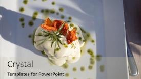  Presentation with mozzarella cheese - PPT theme with italian-dish-deep-fried-sliced background and a mint green colored foreground