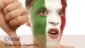  Presentation with football stadium - Beautiful slides featuring italian fans at the stadium football soccer fan isolated on white background backdrop and a coral colored foreground