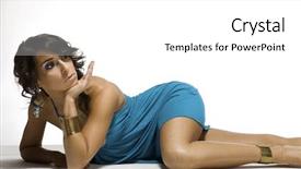  Presentation with blue - Amazing presentation design having sexy babe - attractive brunette woman wearing blue backdrop and a white colored foreground