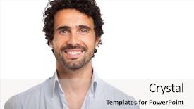  Presentation with curly hair - PPT theme consisting of curly hair - portrait of a smiling young background and a light gray colored foreground