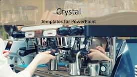  Presentation with restaurant - Cool new PPT layouts with majer - barista is brewing coffee backdrop and a mint green colored foreground