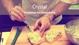  Presentation with little chef - Colorful presentation theme enhanced with soft starter - chef is cooking bruschettas backdrop and a  colored foreground