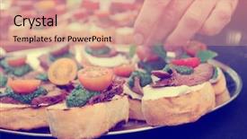  Presentation with making a difference - Theme enhanced with soft starter - chef is making bruschettas background and a coral colored foreground