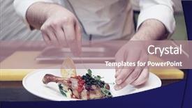  Presentation with chef - Slide deck having orange chips and molecular background and a coral colored foreground