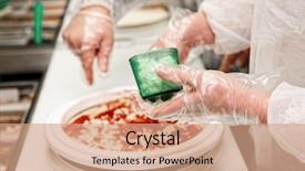  Presentation with culinary - Presentation design having culinary student is cooking pizza toned image background and a coral colored foreground