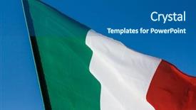  Presentation with red white blue - Beautiful slides featuring italian flag blowing backdrop and a ocean colored foreground