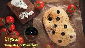  Presentation with olive - Slide deck featuring italian focaccia bread similar background and a tawny brown colored foreground