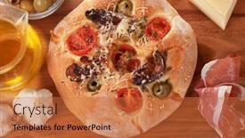  Presentation with tomato - Theme consisting of italian-focaccia-bread-with-tomato background and a red colored foreground