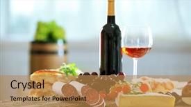  Presentation with dinner party - Colorful theme enhanced with italian food and wine backdrop and a gold colored foreground