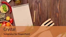  Presentation with italian food - Audience pleasing PPT theme consisting of italian food cooking ingredients pasta backdrop and a coral colored foreground