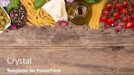 Presentation with italian food - Presentation theme featuring italian-food-ingredients-on-wooden background and a coral colored foreground