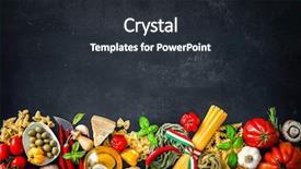  Presentation with italian food - PPT theme with italian food ingredients vegetables oil spices and pasta on dark background background and a wine colored foreground