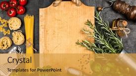  Presentation with italian food - Slide deck enhanced with italian food ingredients background and a gold colored foreground