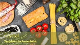  Presentation with italian food - Amazing PPT theme having italian food ingredients backdrop and a tawny brown colored foreground
