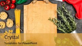  Presentation with italian food - Presentation design with italian food ingredients background and a gold colored foreground