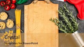  Presentation with italian food - Presentation theme with italian food ingredients background and a yellow colored foreground