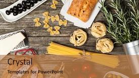 Presentation with italian food - PPT theme featuring italian food ingredients background and a coral colored foreground