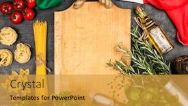  Presentation with italian food - PPT layouts with italian food ingredients background and a gold colored foreground
