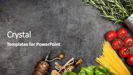  Presentation with italian food - Colorful slide deck enhanced with italian food ingredients backdrop and a gray colored foreground