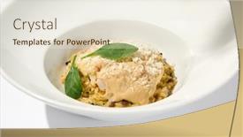  Presentation with italian food - Presentation theme enhanced with italian-food-mushrooms-risotto background and a sky blue colored foreground