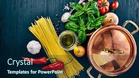 Presentation with food preparation - Theme enhanced with italian food preparation pasta on wooden board in style copyspace background and a navy blue colored foreground