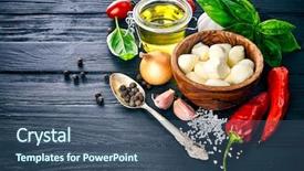  Presentation with italian food - Amazing PPT layouts having italian food still life backdrop and a ocean colored foreground