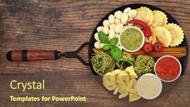  Presentation with italian food - Amazing slide set having italian-food-with-a-selection backdrop and a tawny brown colored foreground