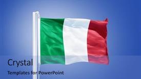  Presentation with white pigeon against the blue - Theme consisting of italian government - flag of italy flying background and a teal colored foreground