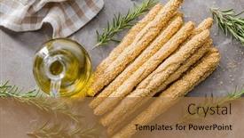  Presentation with turkish bread tiny bread sesame - Presentation design consisting of italian-grissini-bread-sticks background and a coral colored foreground