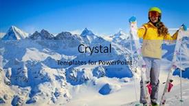  Presentation with sport blue - Presentation design with italian ice - skier teenager along a snowy background and a teal colored foreground