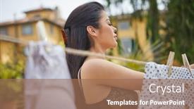  Presentation with laundry - Colorful PPT layouts enhanced with italian-is-doing-the-laundry backdrop and a coral colored foreground