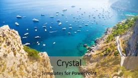  Presentation with mediterranean - Audience pleasing presentation theme consisting of italian mediterranean sea coast view backdrop and a yellow colored foreground