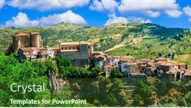  Presentation with medieval - Beautiful presentation featuring italian-most-beautiful-medieval-hilltop backdrop and a tawny brown colored foreground