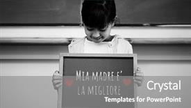  Presentation with mothers - Audience pleasing presentation design consisting of italian mothers day message against schoolchild with blackboard backdrop and a gray colored foreground