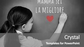  Presentation with mothers - PPT theme enhanced with italian mothers day message against schoolchild with blackboard background and a gray colored foreground