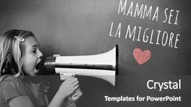  Presentation with mothers day - Beautiful PPT layouts featuring italian mothers day message against schoolchild with blackboard backdrop and a dark gray colored foreground