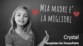 Presentation with mothers - Slide set featuring italian mothers day message against schoolchild with blackboard background and a dark gray colored foreground