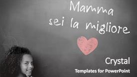  Presentation with mothers - Cool new PPT theme with italian mothers day message against schoolchild with blackboard backdrop and a dark gray colored foreground