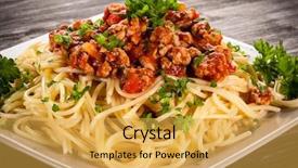  Presentation with spaghetti - PPT layouts consisting of italian pasta - spaghetti with meat tomato sauce background and a  colored foreground