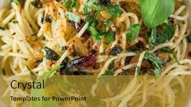  Presentation with history renaissance italian - Cool new PPT theme with italian-pasta-aglio-olio backdrop and a gold colored foreground