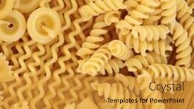  Presentation with italian food - Audience pleasing presentation theme consisting of italian pasta food selection forming an abstract background backdrop and a gold colored foreground