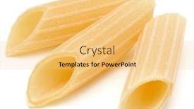  Presentation with penne pasta - Audience pleasing theme consisting of noni - italian pasta isolated on white backdrop and a yellow colored foreground