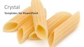  Presentation with penne pasta - Beautiful slide set featuring italian-pasta-isolated-over-white backdrop and a white colored foreground